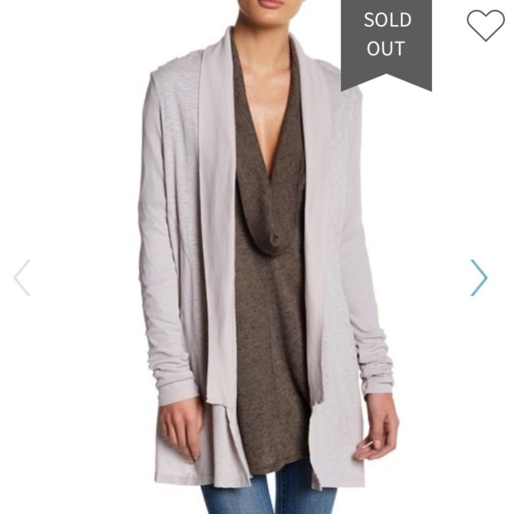 Michael Stars White Open Front Long Light Weight Cardigan Sweater OS